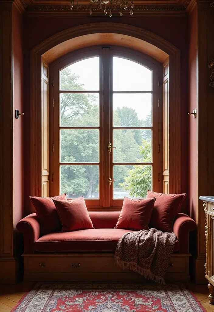 30+ Window Seating in Bedroom Ideas for Comfort - 20. Luxurious Velvet Seat
