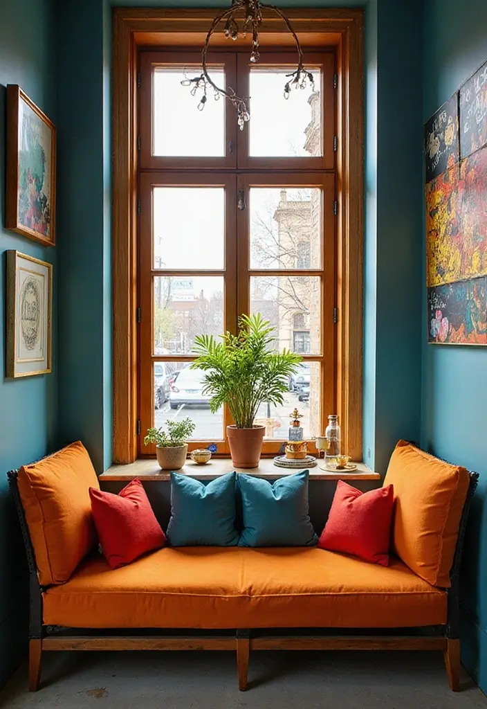 30+ Window Seating in Bedroom Ideas for Comfort - 26. Bold Color Statements