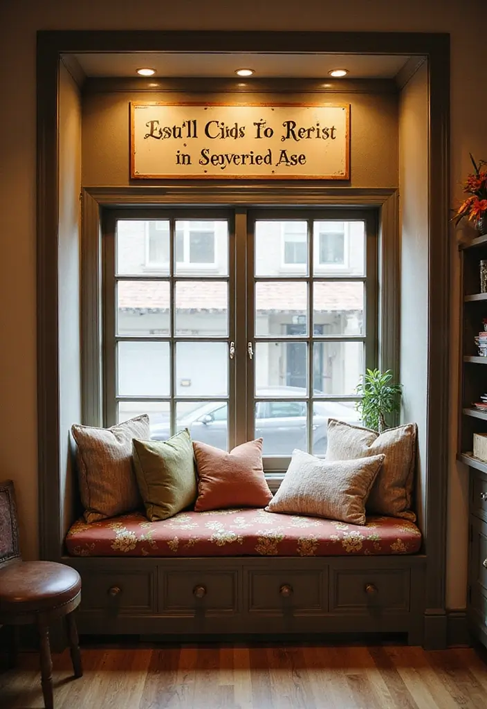 30+ Window Seating in Bedroom Ideas for Comfort - 27. Personalized Signage