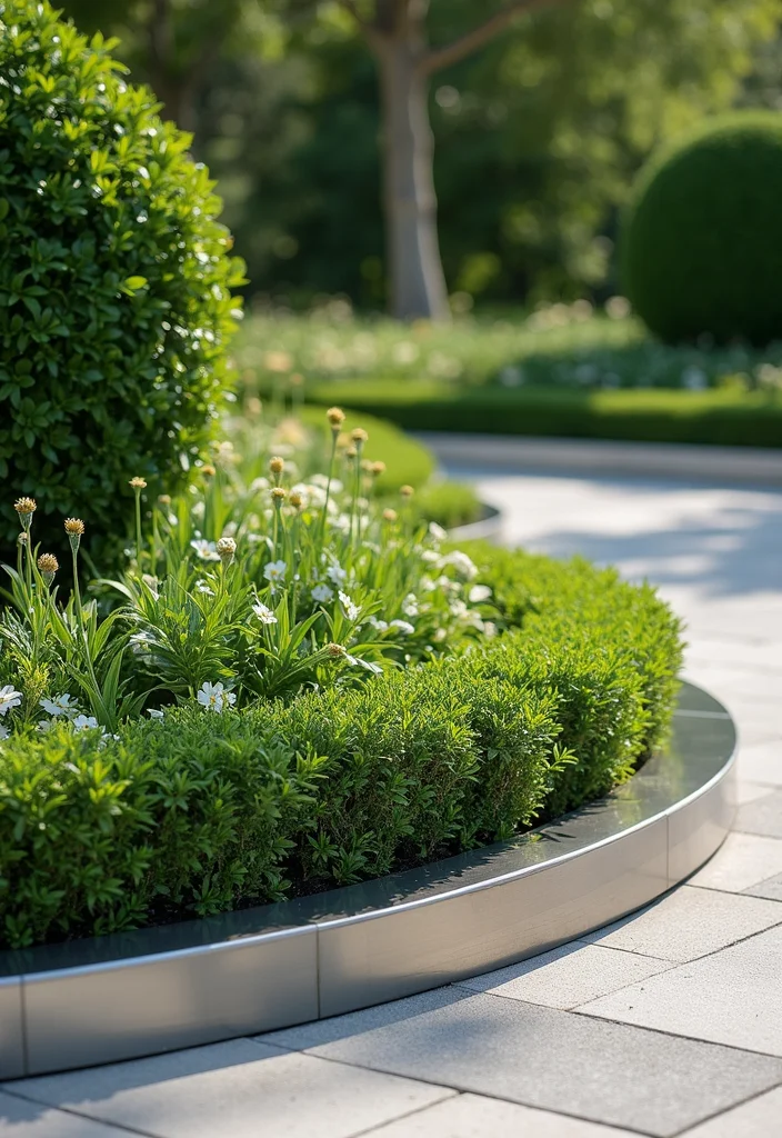 10 Backyard Curbing Ideas for Clean Defined Edges - 6. Metal Edging