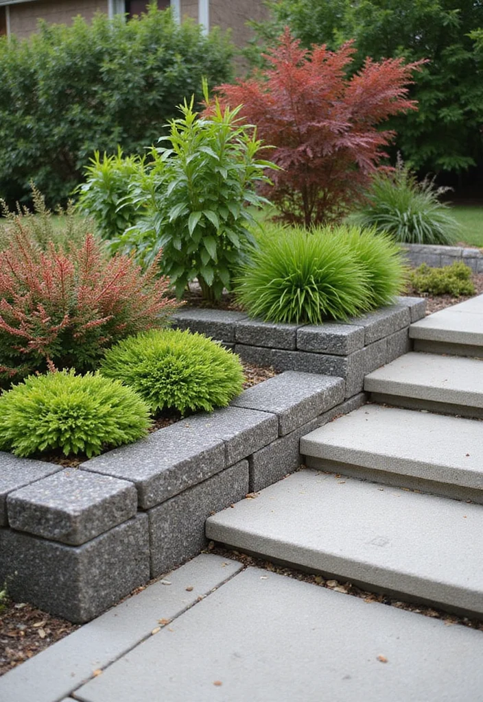 10 Backyard Curbing Ideas for Clean Defined Edges - 9. Decorative Concrete Blocks
