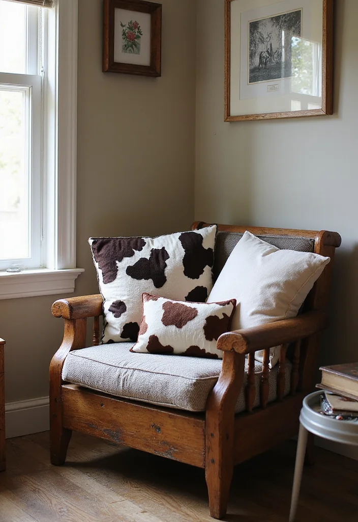 10 Cow Print Bedroom Ideas for Fun Western Flair - 5. Cow Print Throw Pillows