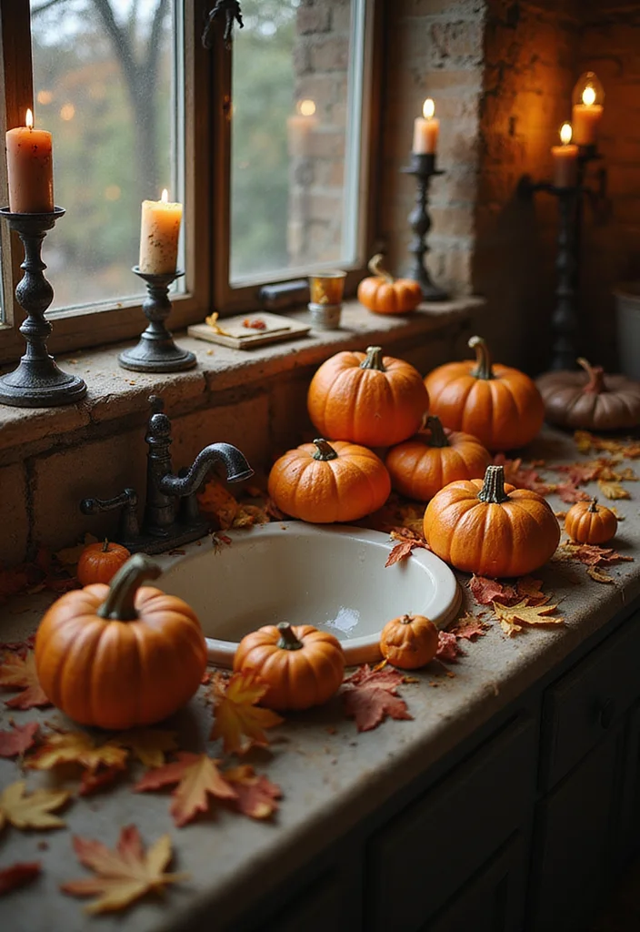 10 Halloween Bathroom Ideas for Fun Spooky Style - 1. Vintage Pumpkin Accents