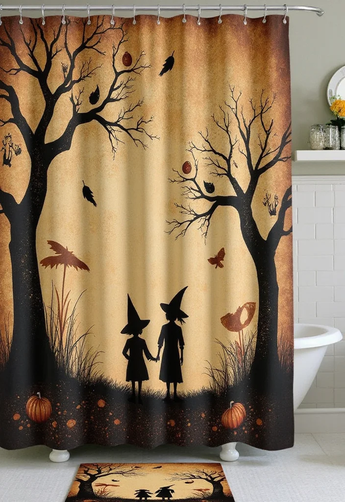 10 Halloween Bathroom Ideas for Fun Spooky Style - 10. Spooky Shower Curtain Themes