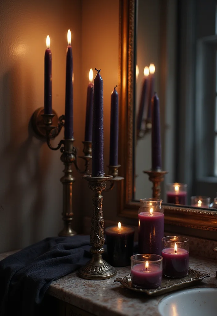 10 Halloween Bathroom Ideas for Fun Spooky Style - 5. Eerie Candle Displays