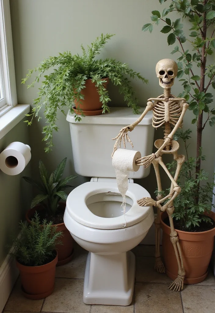 10 Halloween Bathroom Ideas for Fun Spooky Style - 8. Charming Skeleton Decor