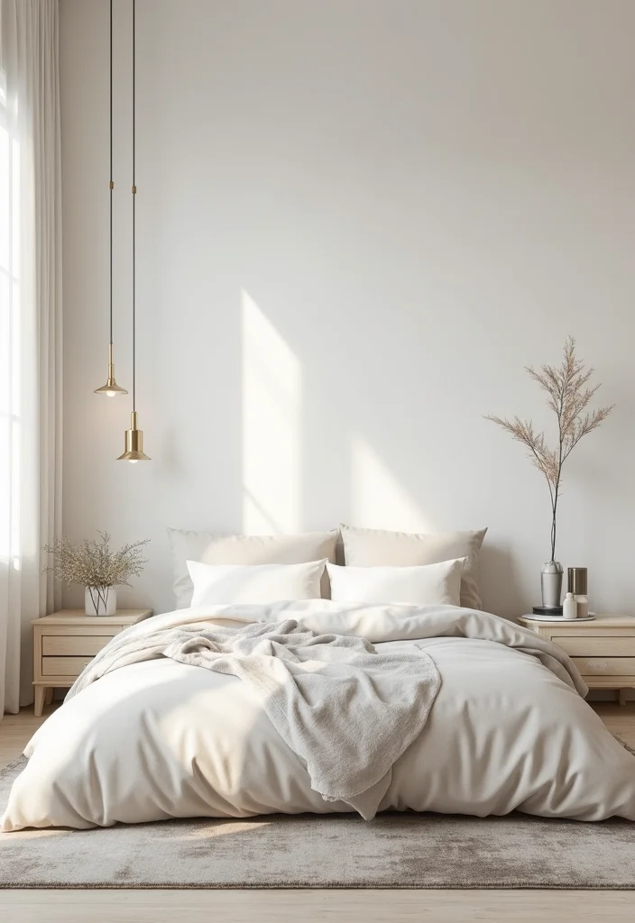 10 Ivory Bedroom Ideas for Light Neutral Calm - 7. A Touch of Metallics