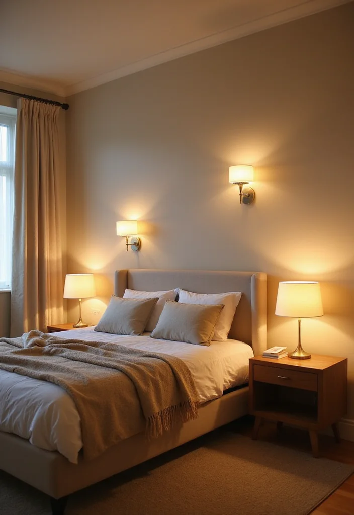 10 Ivory Bedroom Ideas for Light Neutral Calm - 8. Thoughtful Lighting Solutions