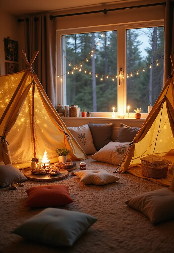 10 Living Room Sleepover Ideas for Cozy Fun Gatherings - 9. Indoor Camping Adventure