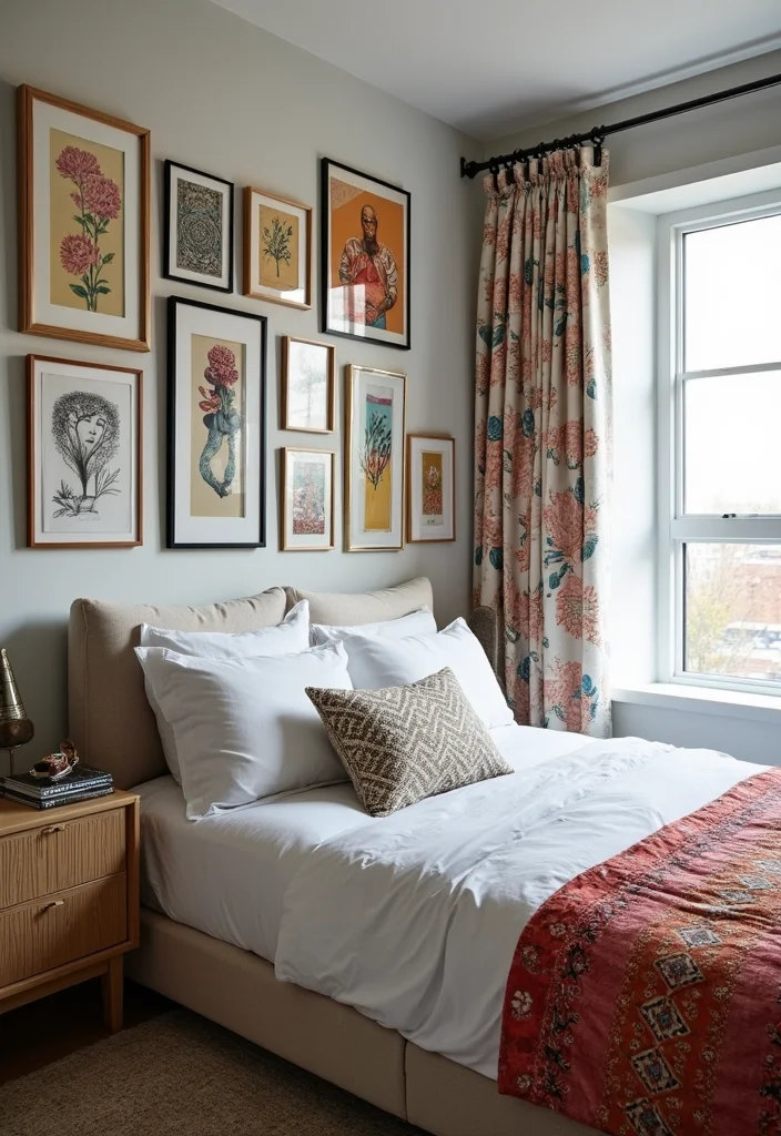 10 NYC Bedroom Ideas for Stylish Small Space Living 24 10 NYC Bedroom Ideas for Stylish Small Space Living - 4. Urban Chic Prints