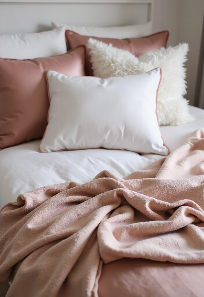 10 Rose Gold Bedroom Ideas for Chic Metallic Warmth - 1. Glamorous Rose Gold Bedding
