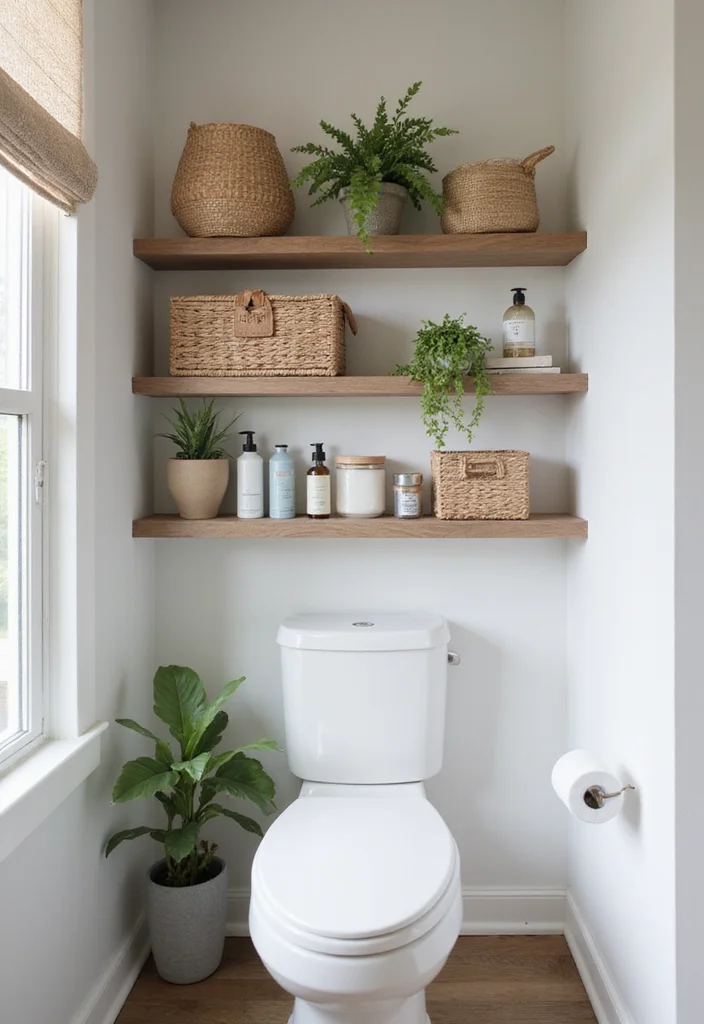 10 Secondary Bathroom Ideas for Practical Everyday Use - 1. Floating Shelves for Small Bathroom Storage
