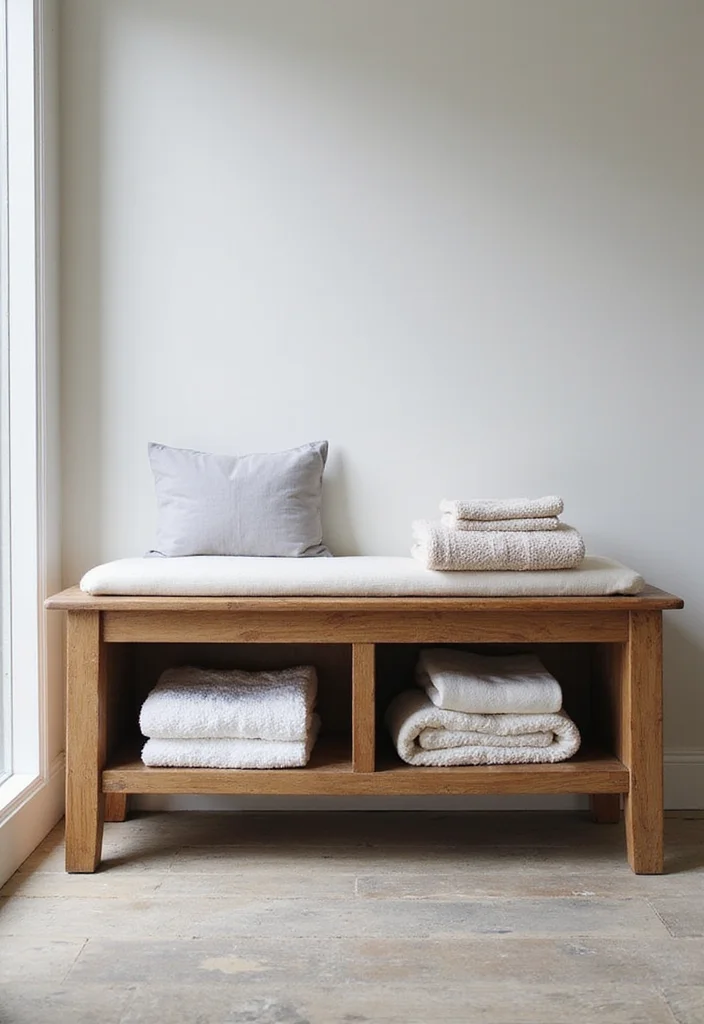 10 Secondary Bathroom Ideas for Practical Everyday Use - 4. Storage Benches for Style and Functionality