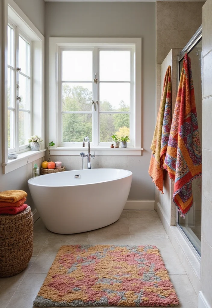 10 Secondary Bathroom Ideas for Practical Everyday Use - 7. Multi-Functional Towels and Rugs