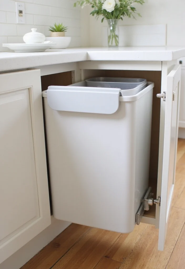 10 Side of Kitchen Cabinet Ideas for Extra Hidden Storage - 6. Slide-Out Trash Bin