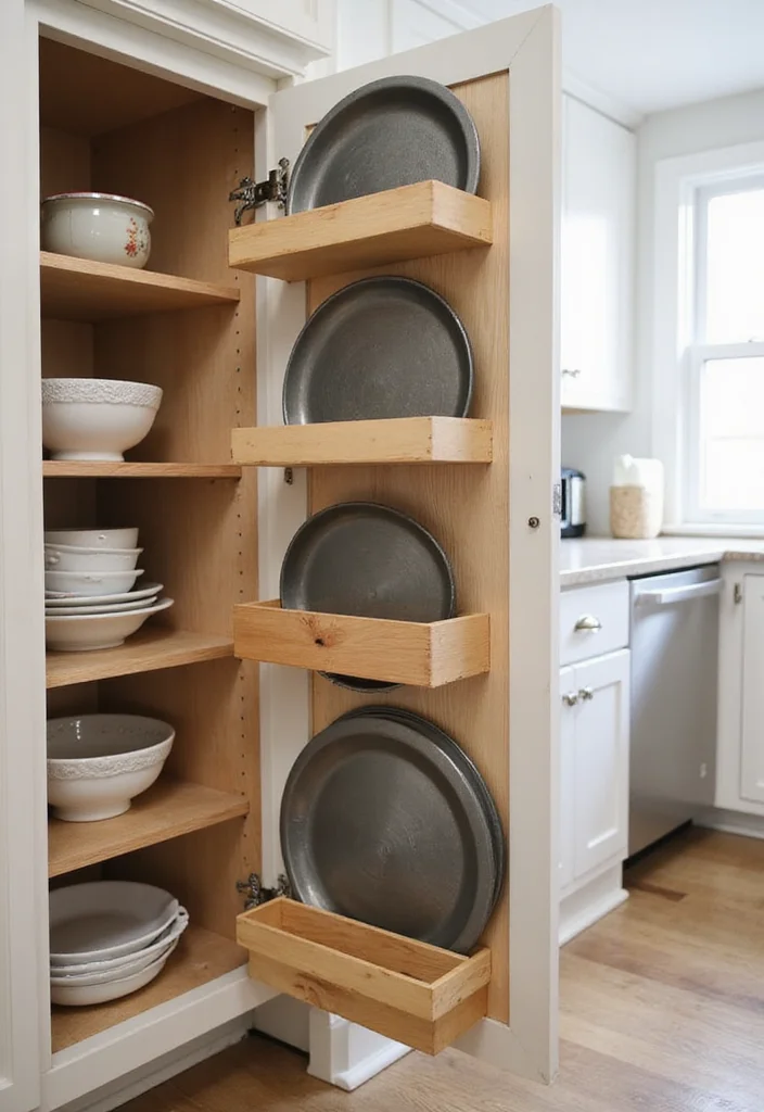 10 Side of Kitchen Cabinet Ideas for Extra Hidden Storage - 8. Vertical Storage for Baking Sheets