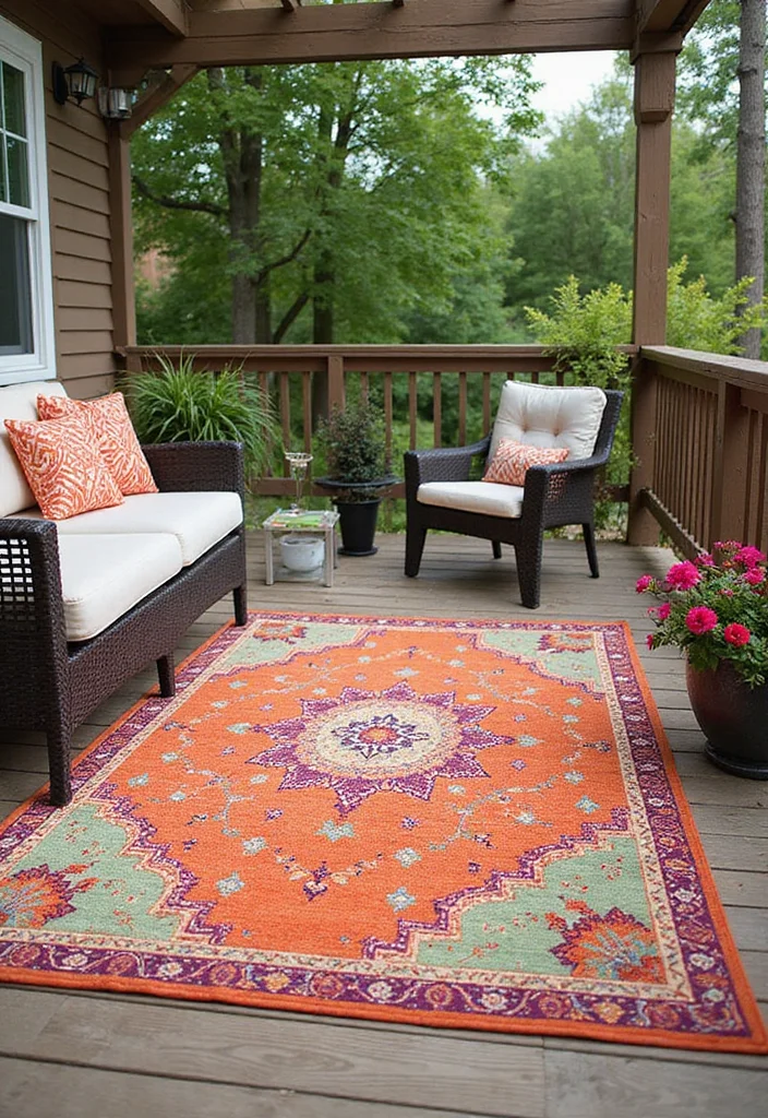 10 Small Backyard Flooring Ideas for Budget Friendly Upgrades - 8. Outdoor Rugs