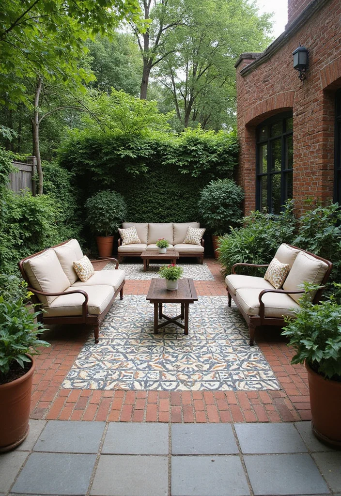 10 Small Backyard Flooring Ideas for Budget Friendly Upgrades - 9. Tile and Brick Patterns