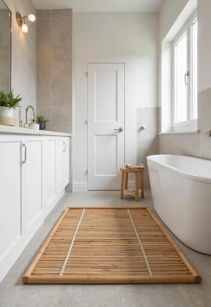 10 Small Bathroom Rug Ideas for Soft Style and Safety - 4. Bamboo Bath Rugs