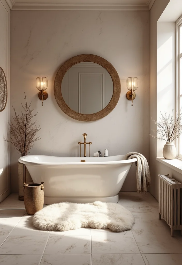 10 Small Bathroom Rug Ideas for Soft Style and Safety - 7. Faux Fur Rugs for Cozy Vibes