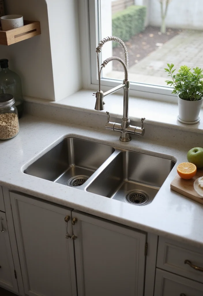 10 Small Kitchen Sink Ideas for Compact Stylish Function - 7. Double Basins for Multi-Tasking