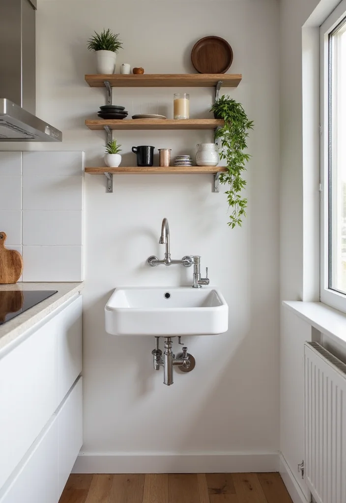 10 Small Kitchen Sink Ideas for Compact Stylish Function - 8. Wall-Mounted Sinks for Ultra Compact Spaces