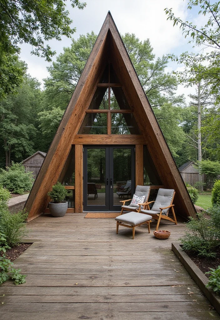 12 Backyard Deck With Roof Ideas for Covered Outdoor Living - 1. Rustic Wood A-Frame Rooftop