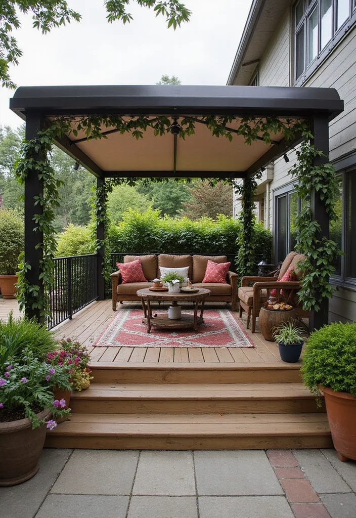 12 Backyard Deck With Roof Ideas for Covered Outdoor Living - 4. Chic Canopy Deck