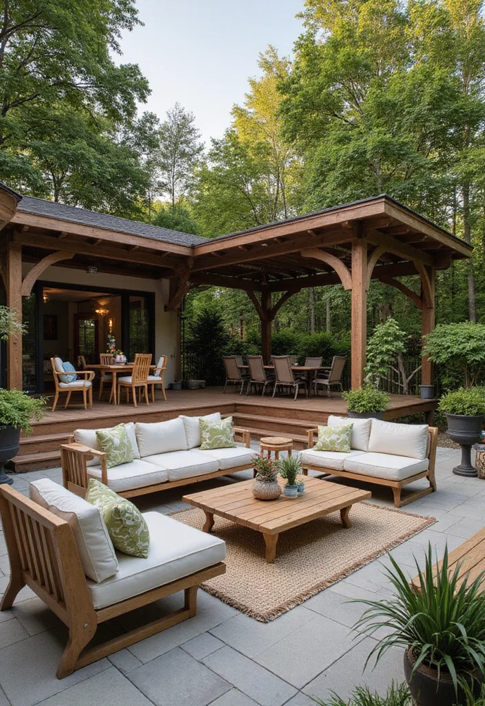 12 Backyard Deck With Roof Ideas for Covered Outdoor Living - 9. Open Air Pavilion