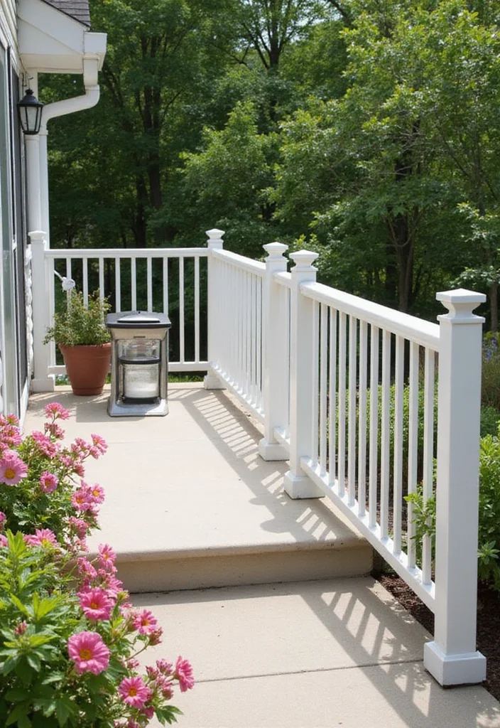 12 Backyard Railing Ideas for Safe Attractive Design - 10. Vinyl Railings