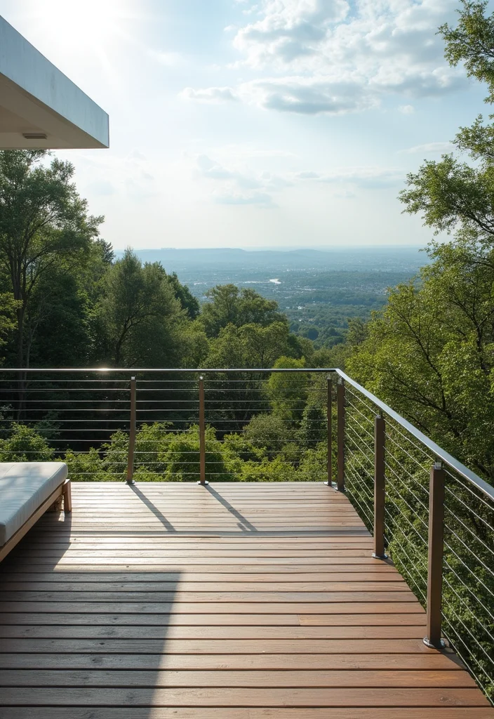 12 Backyard Railing Ideas for Safe Attractive Design - 4. Steel Cable Railings