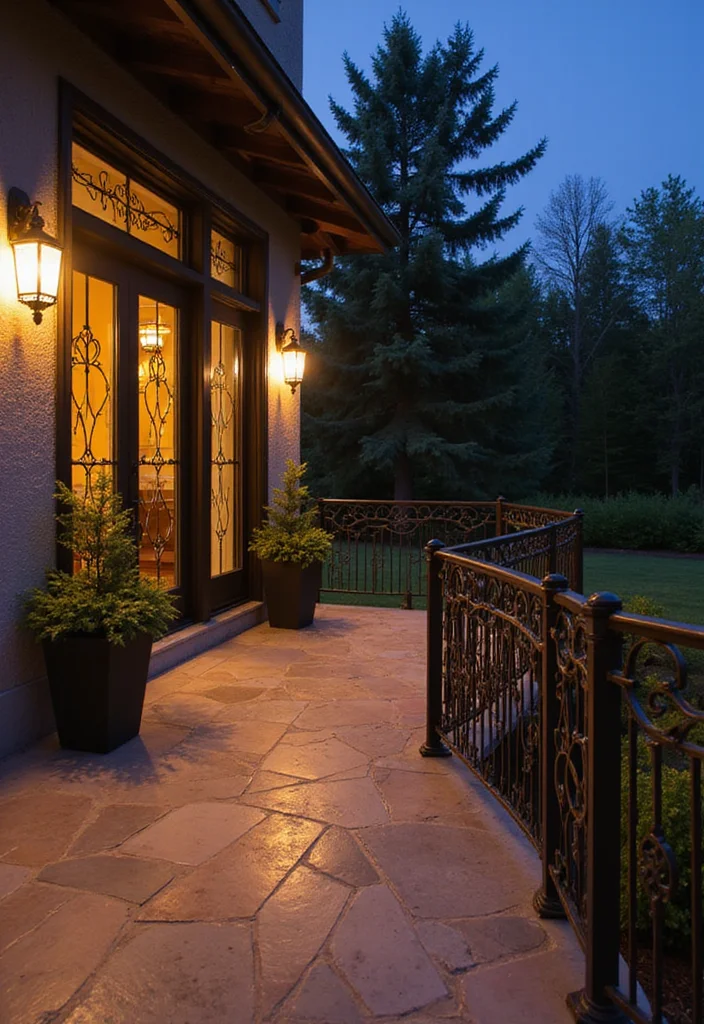 12 Backyard Railing Ideas for Safe Attractive Design - 5. Decorative Metal Railings