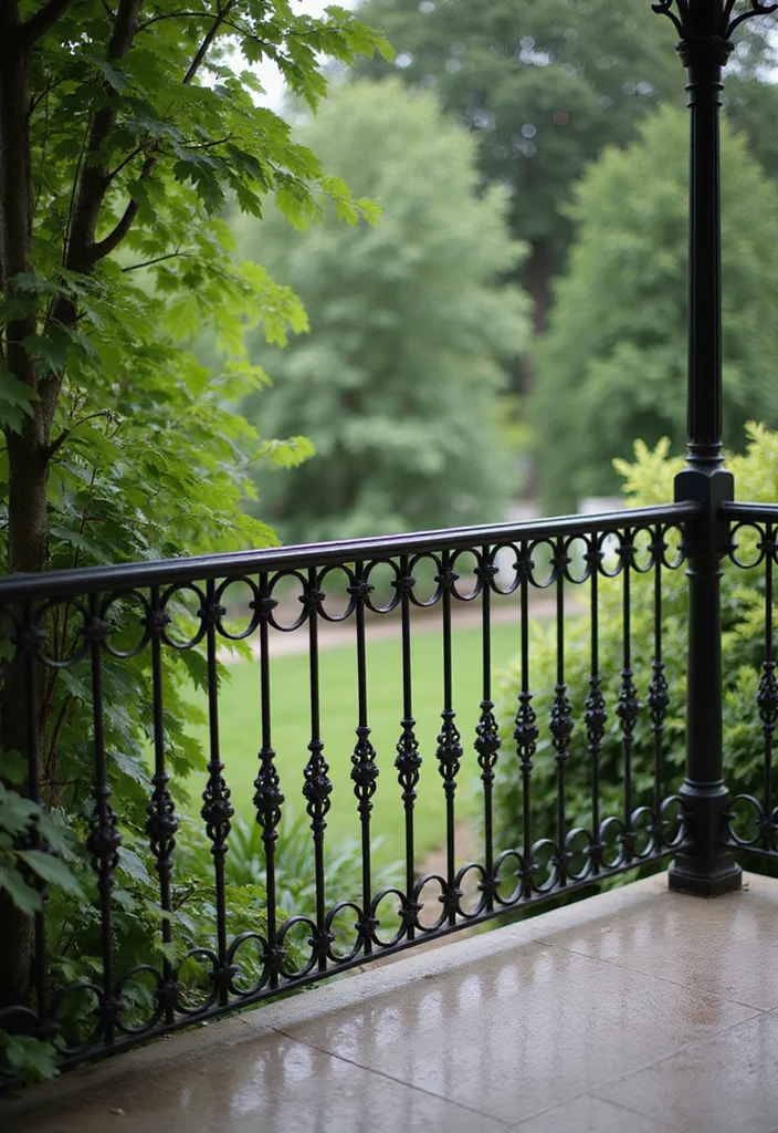 12 Backyard Railing Ideas for Safe Attractive Design - 9. Wrought Iron Railings