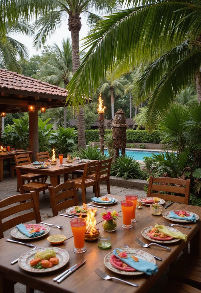 12 Backyard Restaurant Ideas for Fun Outdoor Entertaining 56 12 Backyard Restaurant Ideas for Fun Outdoor Entertaining - 6. Tropical Paradise Theme