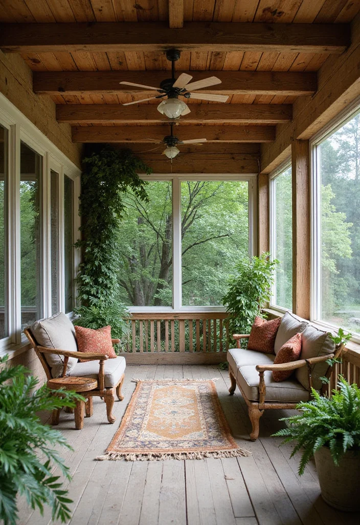 12 Backyard Screened In Patio Ideas for Bug Free Comfort - 1. Natural Wood Accents