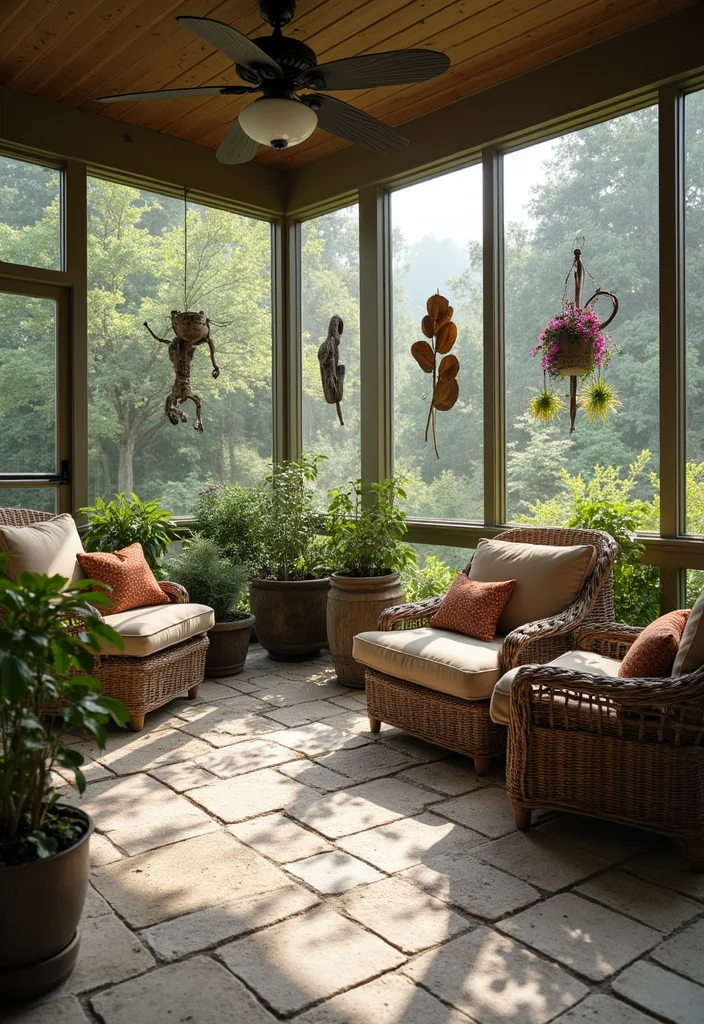 12 Backyard Screened In Patio Ideas for Bug Free Comfort - 12. Outdoor Art Display