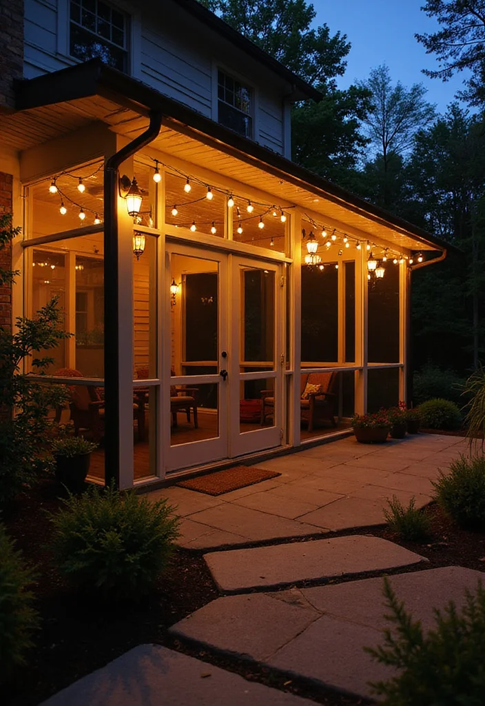12 Backyard Screened In Patio Ideas for Bug Free Comfort - 6. Solar Lighting Solutions