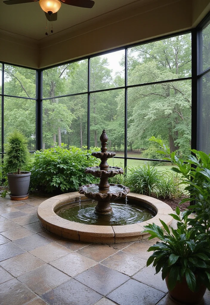 12 Backyard Screened In Patio Ideas for Bug Free Comfort - 8. Water Features