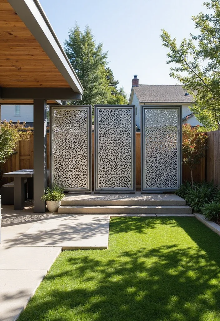12 Backyard Separation Ideas for Privacy and Defined Spaces 111 12 Backyard Separation Ideas for Privacy and Defined Spaces - 11. Floating Screens for Trendy Separation