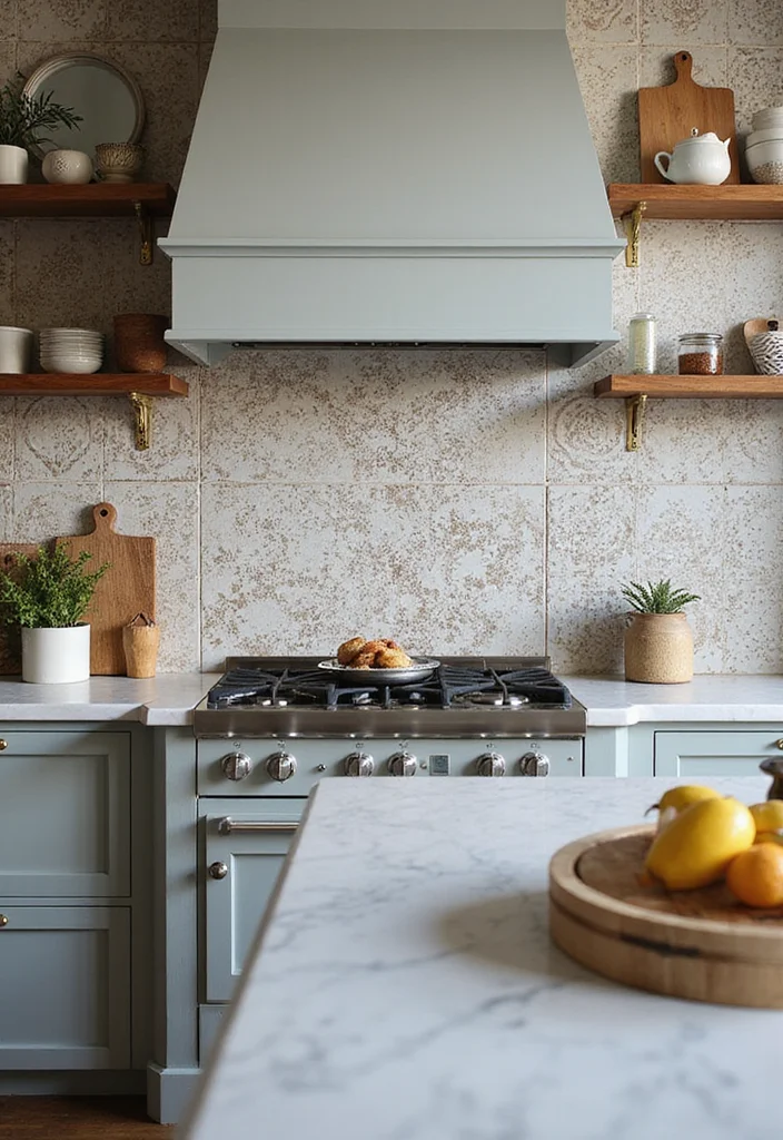 12 Coastal Kitchen Backsplash Ideas for Breezy Natural Texture - 11. Cement Tiles with Coastal Patterns