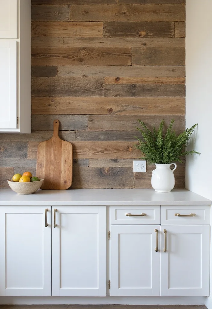 12 Coastal Kitchen Backsplash Ideas for Breezy Natural Texture - 2. Rustic Reclaimed Wood
