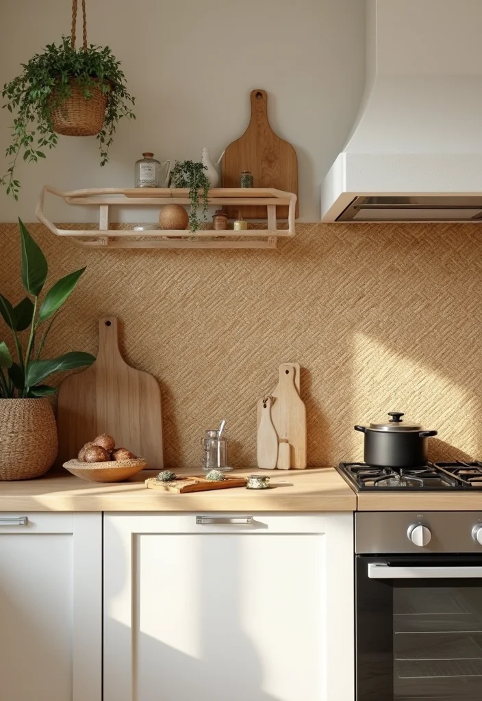 12 Coastal Kitchen Backsplash Ideas for Breezy Natural Texture - 9. Woven Seagrass Panels
