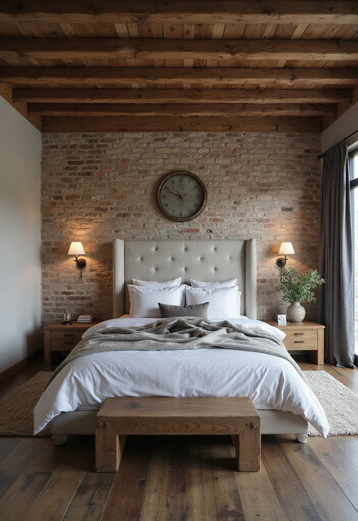 12 Dark Wood Floor Bedroom Ideas for Rich Warm Depth - 3. Rustic-Modern Fusion