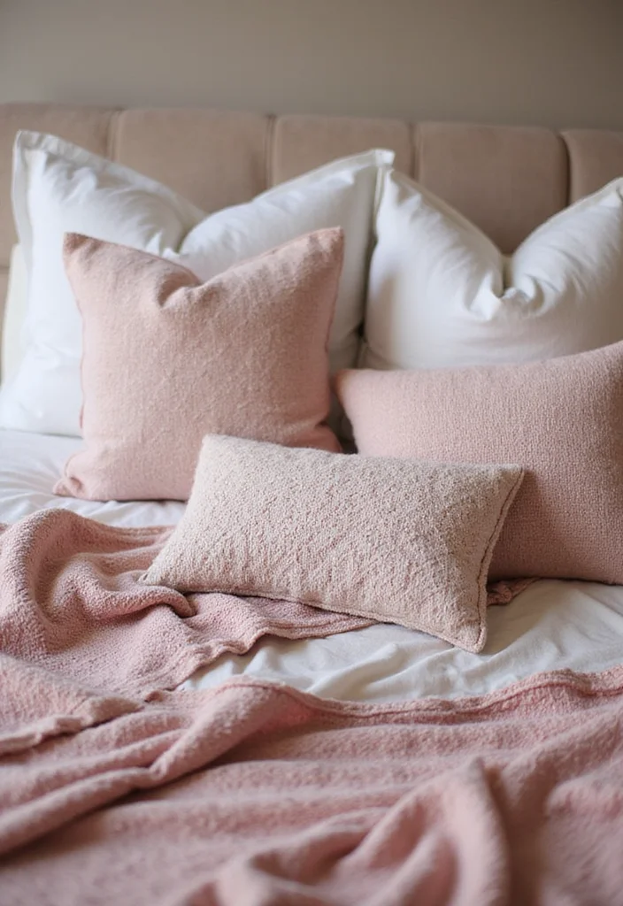 12 Dusty Rose Bedroom Ideas for Soft Romantic Tones - 1. Layered Dusty Rose Textiles