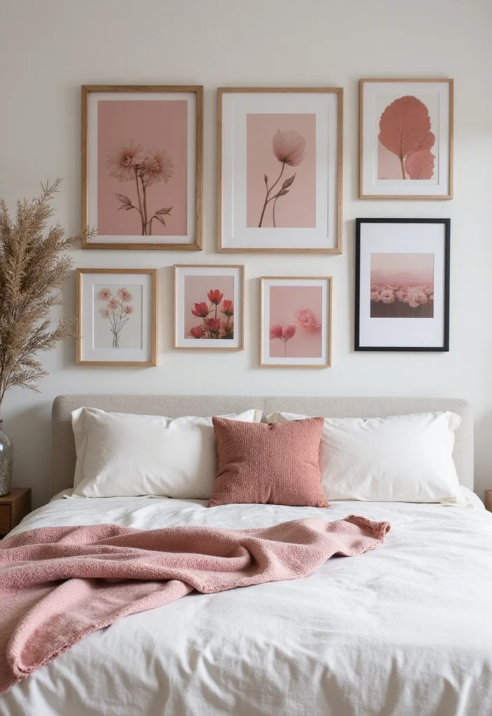 12 Dusty Rose Bedroom Ideas for Soft Romantic Tones - 9. Dusty Rose Art Decor