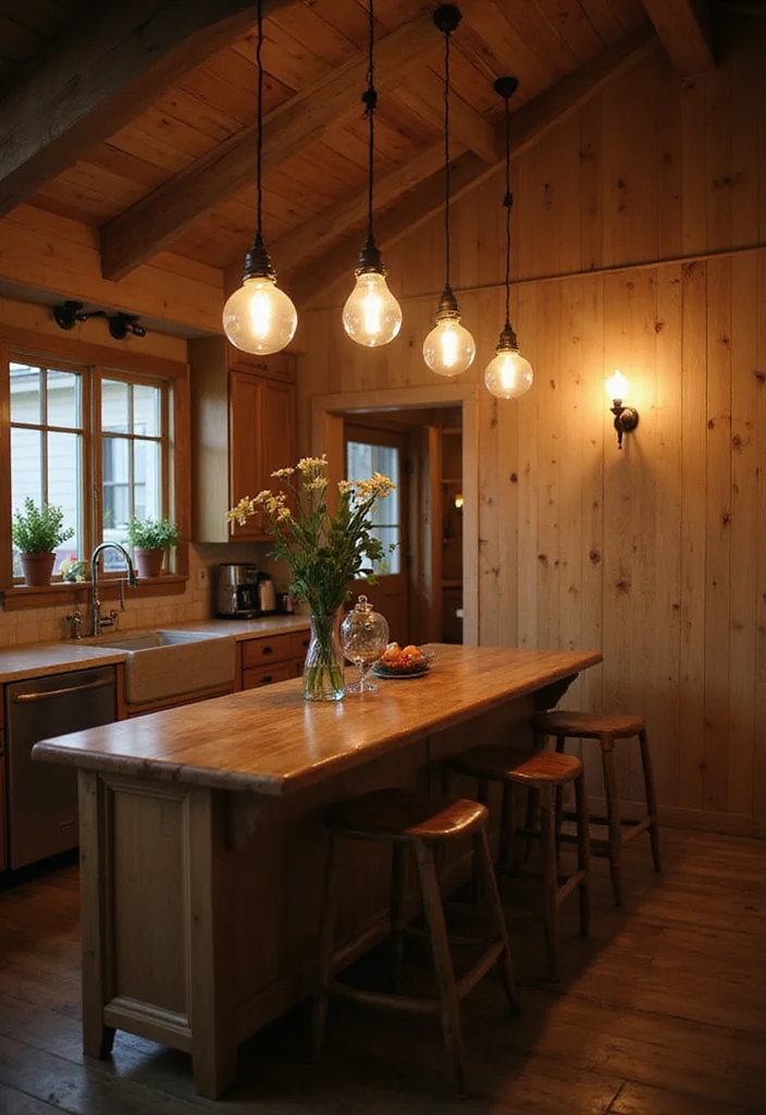 12 Eclectic Kitchen Ideas for Creative Mixed Style - 5. Unique Lighting Fixtures