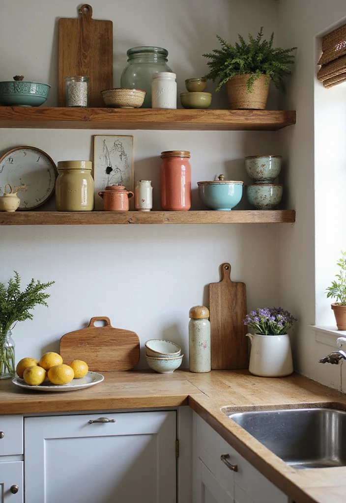 12 Eclectic Kitchen Ideas for Creative Mixed Style - 6. Vintage Kitchenware Display