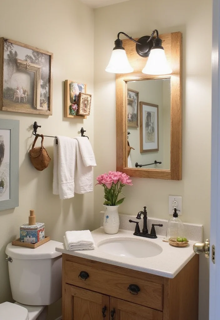 12 Farmhouse Half Bathroom Ideas for Cozy Country Charm - 11. Personalized Touches