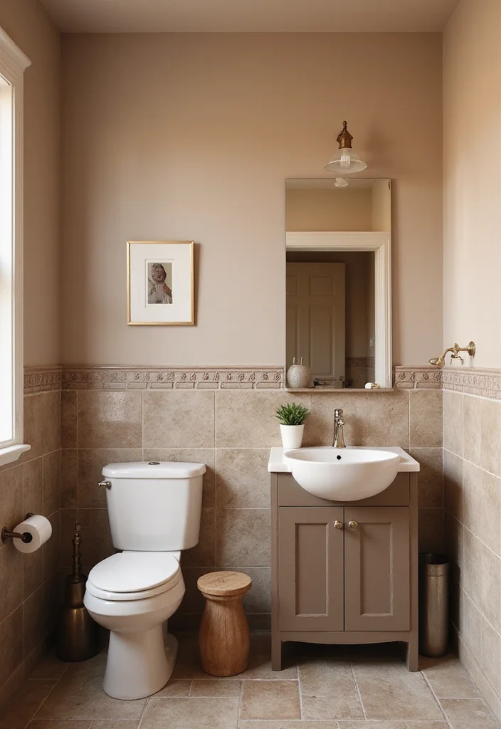 12 Farmhouse Half Bathroom Ideas for Cozy Country Charm - 6. Earthy Color Palettes