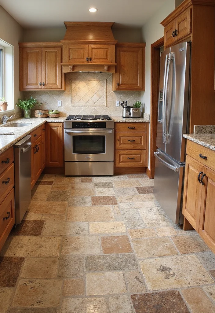 12 Farmhouse Kitchen Flooring Ideas for Rustic Durable Warmth - 11. Natural Stone Flooring